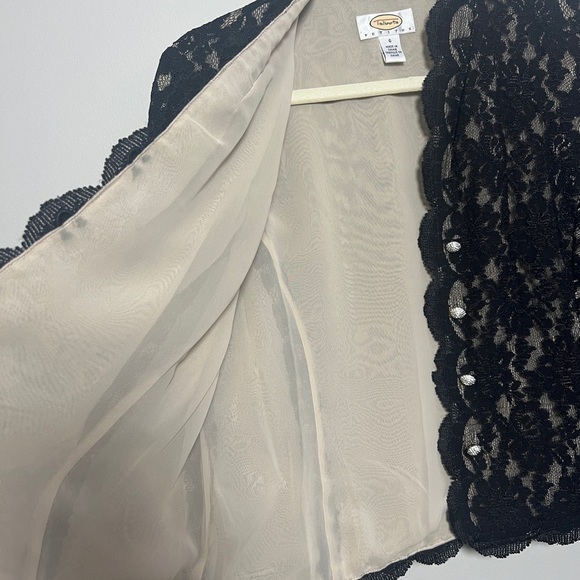 Talbots Black Lace Long Sleeve Open Front Jacket/Top - Picture 5 of 6